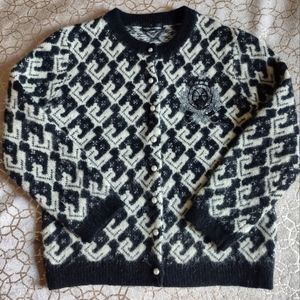 Moda Int'l Angora Blend Embellished Cardigan - EUC